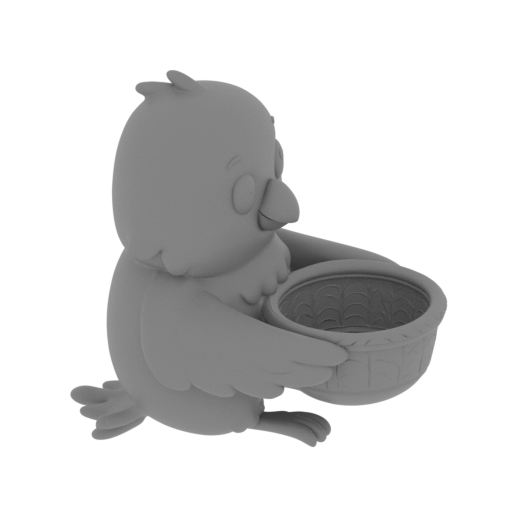 Cute yellow bird holding a decorative bowl.-mesh (1).stl