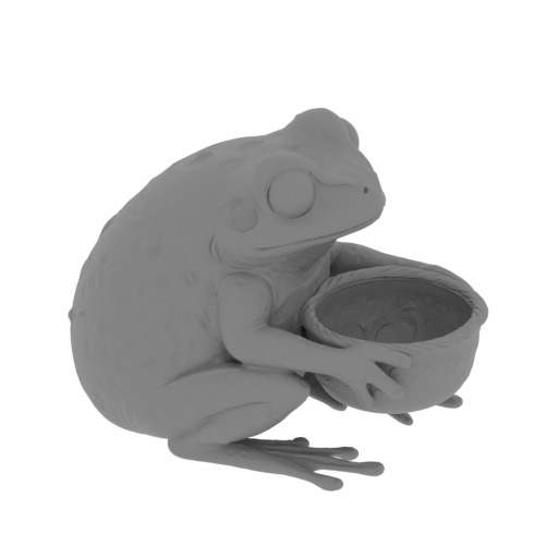 Frog holding a bowl, whimsical illustration.-mesh.stl