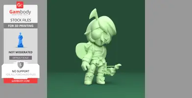 Stylized 3D figure of a small warrior with wings, holding a bow, designed for 3D printing.