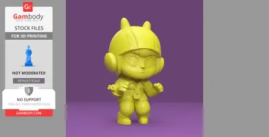 Chibi-style character in a bee-themed outfit, ready for 3D printing.