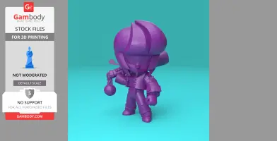Purple 3D character model wielding a bat, styled for 3D printing from a game.