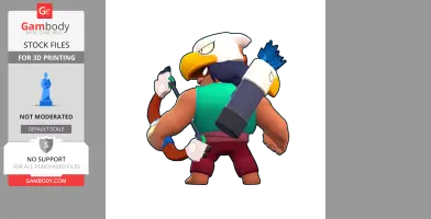 A character with an eagle headdress, quiver, and bow, viewed from behind.