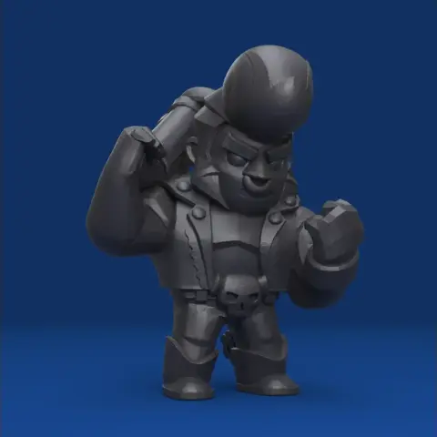 Bull 3D model from Brawl Stars, in a dynamic pose, ready for 3D printing.