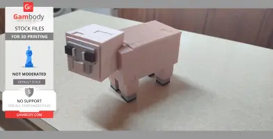 Blocky 3D printed Minecraft sheep candy holder on a table.