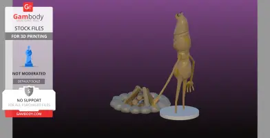 A cartoonish worm stands near a circle of stones and logs, appearing frustrated.