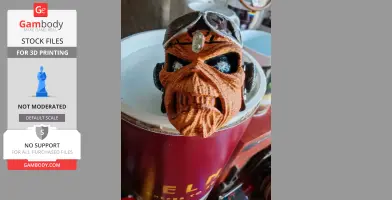 A 3D printed, detailed skull with goggles, inspired by Iron Maiden's iconic imagery.