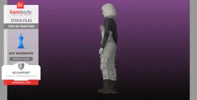 3D model of a standing figure in pants and boots with a lifted shirt, suitable for 3D printing.