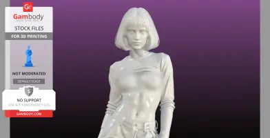 A 3D model of a person with short hair in a tight shirt, showing details suitable for 3D printing.