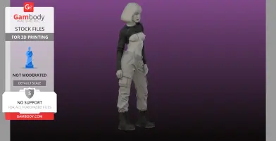 A 3D model of a figure with short hair, lifted shirt, cargo pants, and boots.