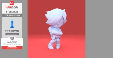 A 3D model of a cartoon character with short hair and crossed arms, designed for printing.