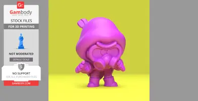 A chibi-style character in a hood and goggles, standing with fists out, modeled for 3D printing.