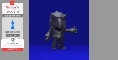 3D model of a character with a bird-like helmet giving a thumbs-up. Designed for 3D printing.
