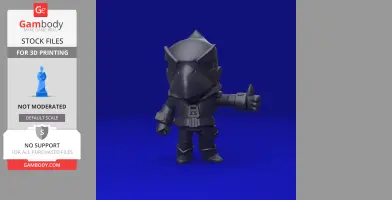 A chibi-style character with a bird-like helmet gives a thumbs-up, designed for 3D printing.