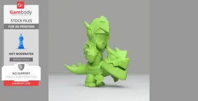 Green dragon-themed character from Brawl Stars, ready for 3D printing.