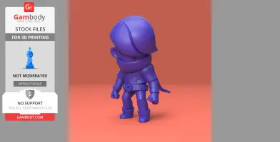 A stylized 3D model of a character with a large hairstyle and scarf, designed for 3D printing.
