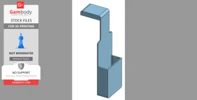 A 3D model illustration of a minimalistic TV remote holder with a hook for 3D printing.