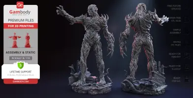 A detailed 3D model of Vecna from Stranger Things, with intricate, vine-like textures and a menacing stance.
