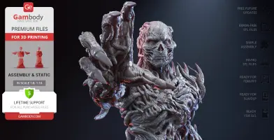 A detailed, skeletal creature with elongated fingers and intricate textures, designed for 3D printing.