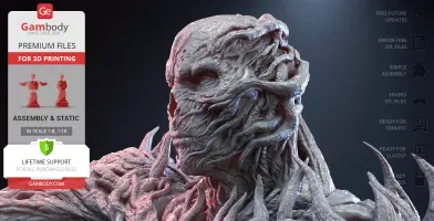 Detailed 3D model of a monster with textured skin, tendrils, and an organic, eerie appearance.