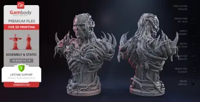 A detailed 3D bust of a mysterious, tentacled humanoid creature with textured surfaces.