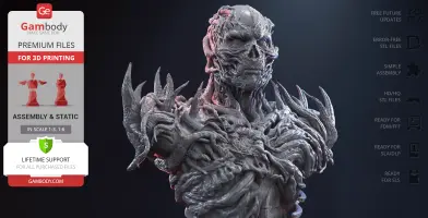 Gnarled, menacing bust of a humanoid creature with intricate details and sharp protrusions.