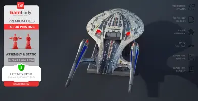 Futuristic starship model for 3D printing with detailed hull and twin nacelles.