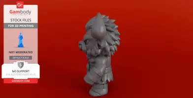 Chibi Minotaur 3D model in side view, featuring horned head and detailed mane.