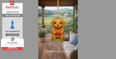 Cute Puppy Pendant - Heart Holding 3D Printing Figurine