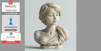 Elegant female bust with braided hair and draped clothing, 3D printable sculpture from Gambody.
