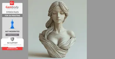 Stone bust of a serene woman with long hair and a draped garment.