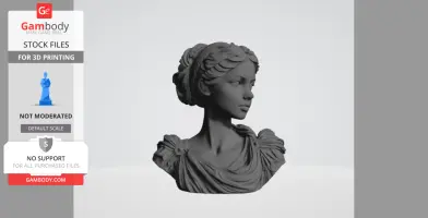 A detailed 3D bust of a woman with braided hair and draped attire, looking to the side.