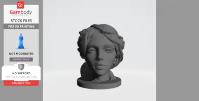 3D model bust of a woman with braided hair, designed for 3D printing.