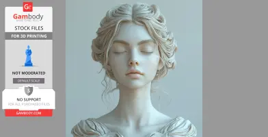 A detailed 3D bust of a serene woman with closed eyes and intricate braided hair.
