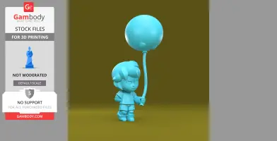 Chibi-like character holding a balloon, designed for 3D printing.