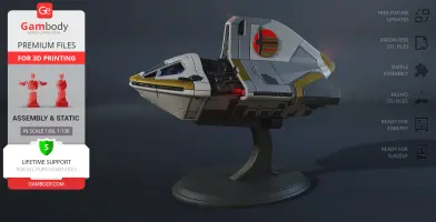The image shows a 3D model of the Phantom 2 Shuttle from Star Wars, designed for printing.