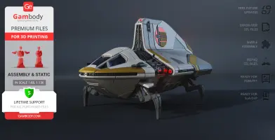 A detailed 3D model of a Phantom 2 Shuttle from Star Wars, ready for 3D printing at Gambody.