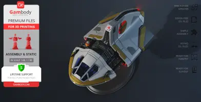 A detailed 3D model of the Phantom 2 Shuttle from Star Wars, ready for 3D printing.