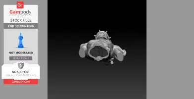 Frankenstein-like 3D model lying on its back, chest cavity open, bolts in head and neck visible.