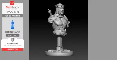 A 3D bust of Frankenstein's monster with mechanical elements, wearing armor and a helmet.