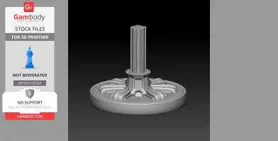A 3D printable hexagonal pedestal base with detailed ridges and circular platform.