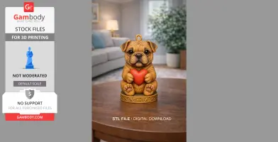 Cute Bulldog Puppy Pendant - Heart Holding STL Files