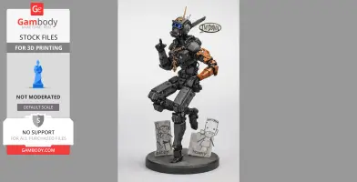 A detailed 3D model of a robot with antennae, standing on one leg, with speech bubble saying 'I'M DOWN'.