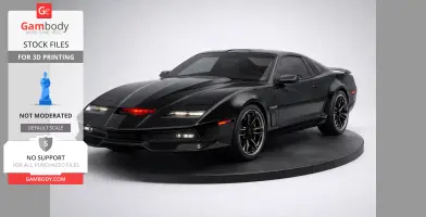 Black KITT car model from Knight Rider on display for 3D printing by Gambody.
