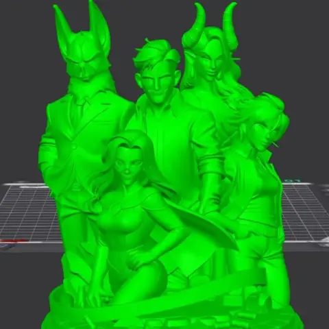 Five stylized characters on a platform labeled 'DISPATCH,' surrounded by crime scene tape.