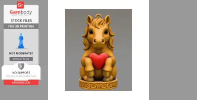 Cute horse pendant holding a heart, designed for 3D printing.