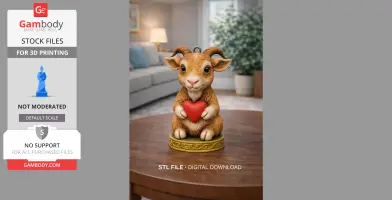 Horned Goat / Ibex Pendant — Heart Holding Figurine - STL file