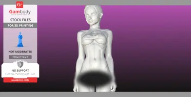 A 3D model of a stylized human figure with intricate clothing details, designed for 3D printing.