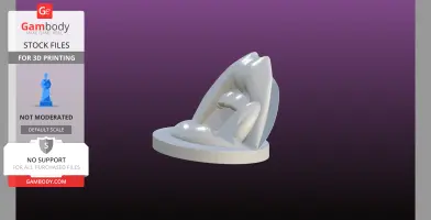 A stylized phone stand resembling a mouth, designed for 3D printing, on an oval base.