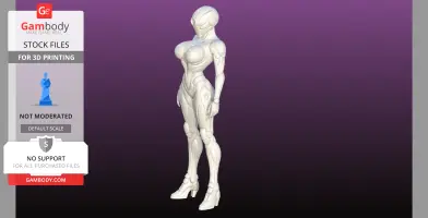 A sleek, humanoid cyborg figure designed for 3D printing, standing in a neutral pose.