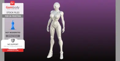 Futuristic humanoid cyborg figure in a sleek pose, ready for 3D printing.